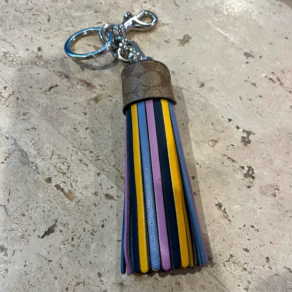 Like new COACH tassel bag charm keychain colorblock signature